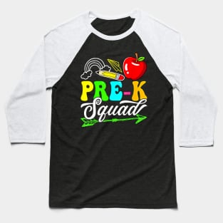 Back To School First Day Of Pre K Squad Teacher Cute Baseball T-Shirt